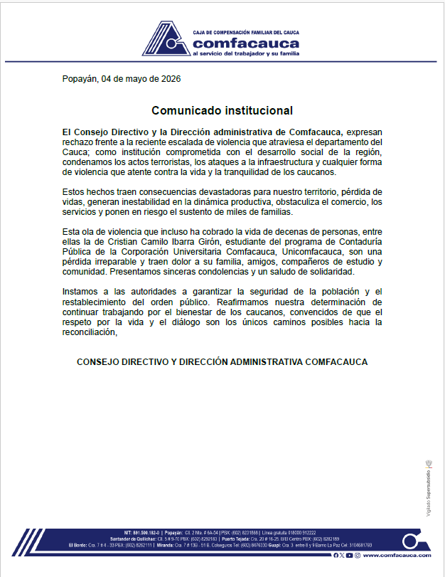 Comunicado institucional